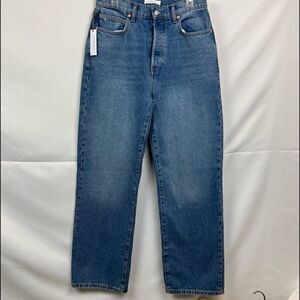 Betro Simone High rise button front straight leg rigid cotton blue jeans NWT